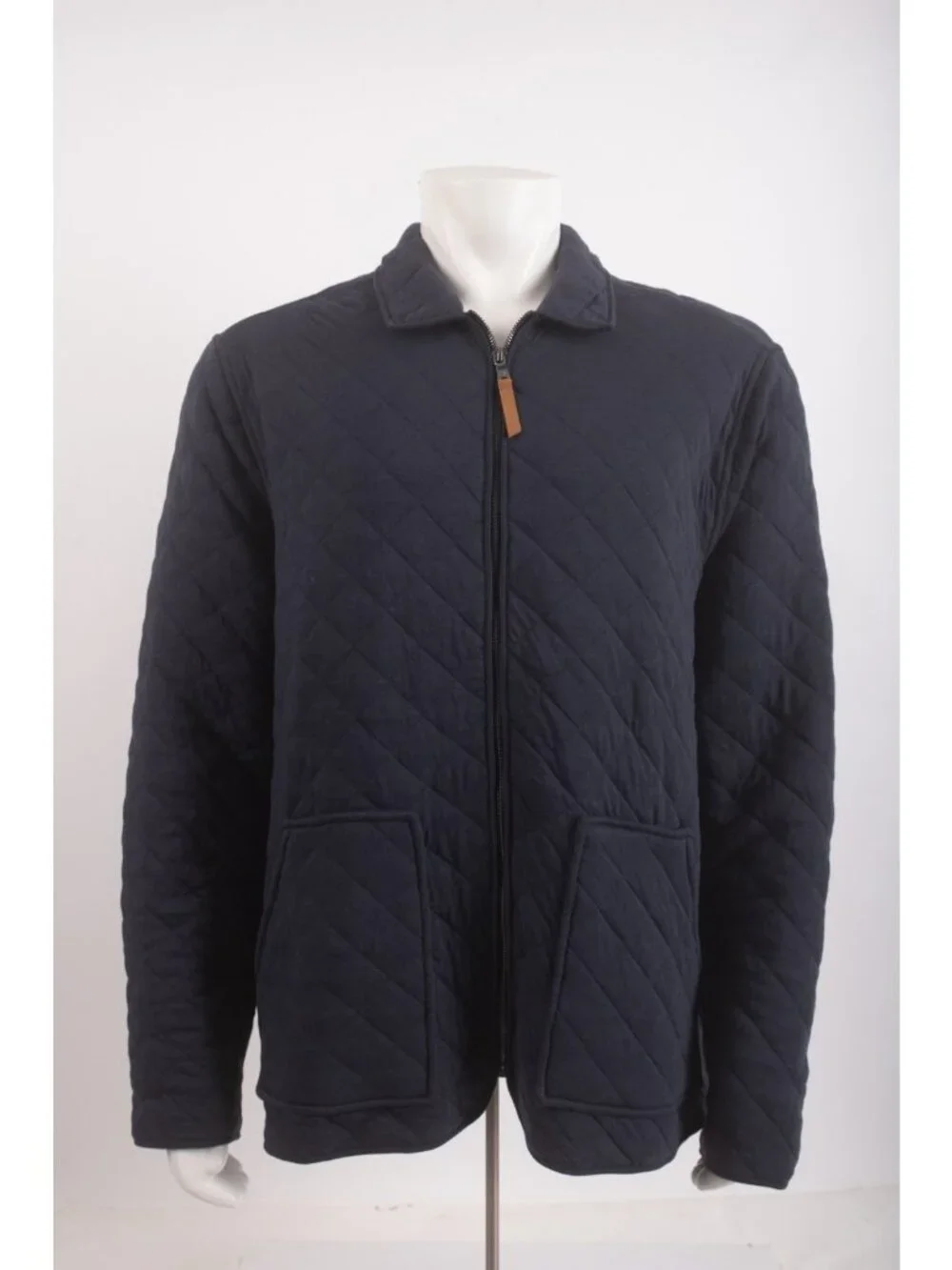 Banana Republic Mens Jacket Quilted Full Zip XL Navy Blue Diamond Stitch NWT